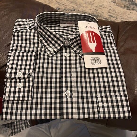 Chef works women’s xs  new with tags long sleeve gingham. - Picture 1 of 4